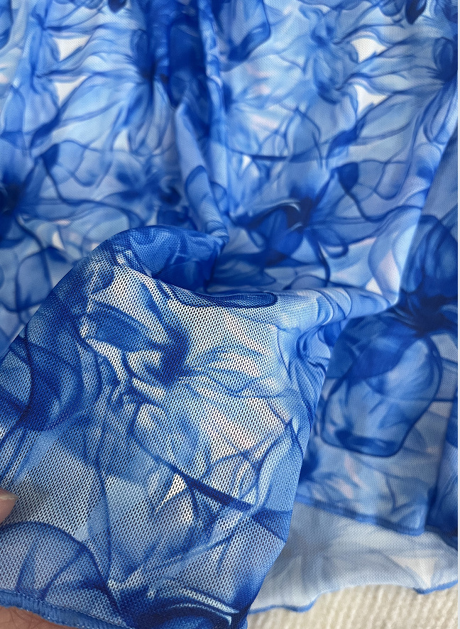 Womens Long Sleeve Printed Mesh Swimsuit with Pants 2 Piece Beach Bathing Suit